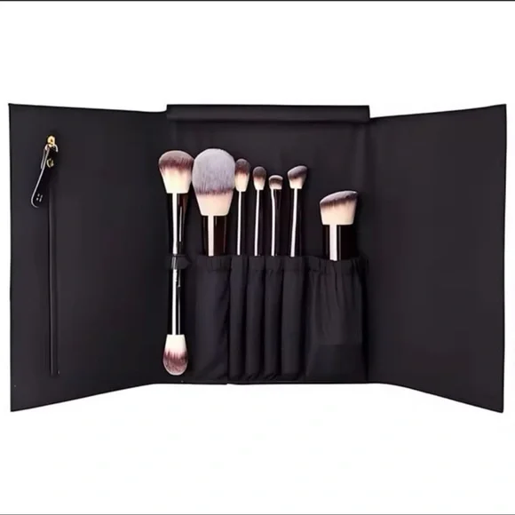 Hourglass Set of 7 Travel Brush Set with Leather Case - Picture 1 of 12